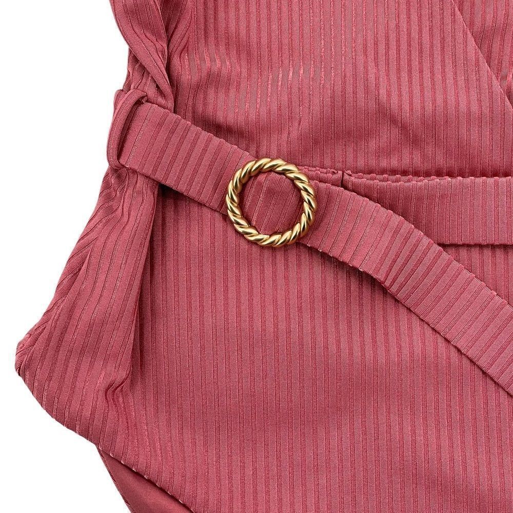 NEW Onia Michelle One-Piece Swimsuit Ribbed Belted Waist Solid Dusty Rose | XS - Picture 6 of 11